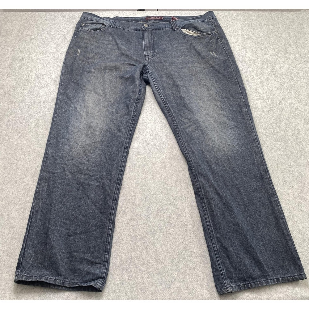 Akademiks Mens 46x32 Jeans (47x31) Blue Med Wash Relaxed Straight Big & Tall